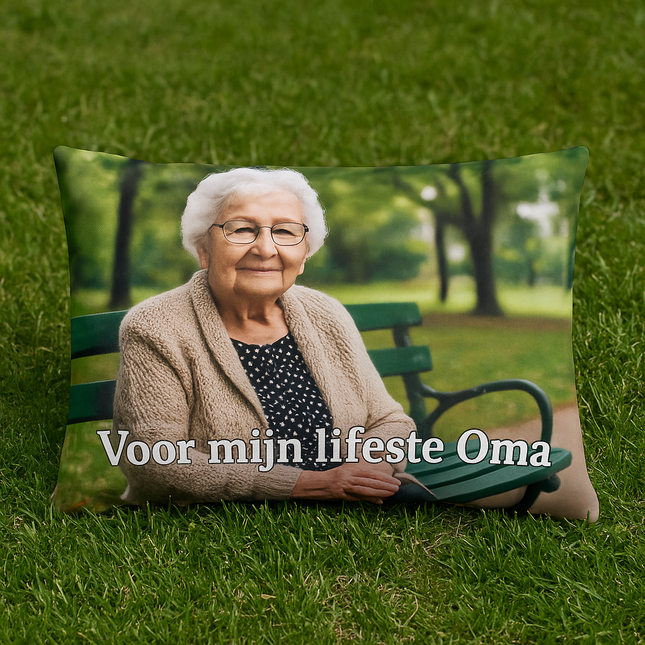Sierkussen voor buiten met foto - 50 cm x 30 cm 